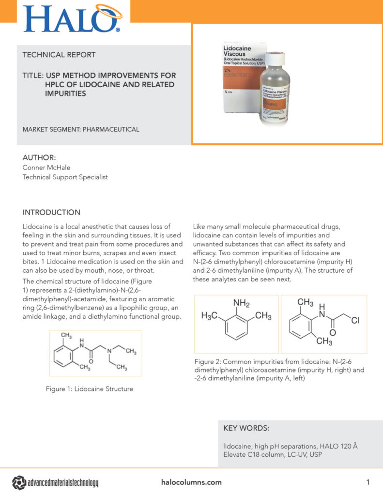 Method improvements for HPLC of Lidocaine