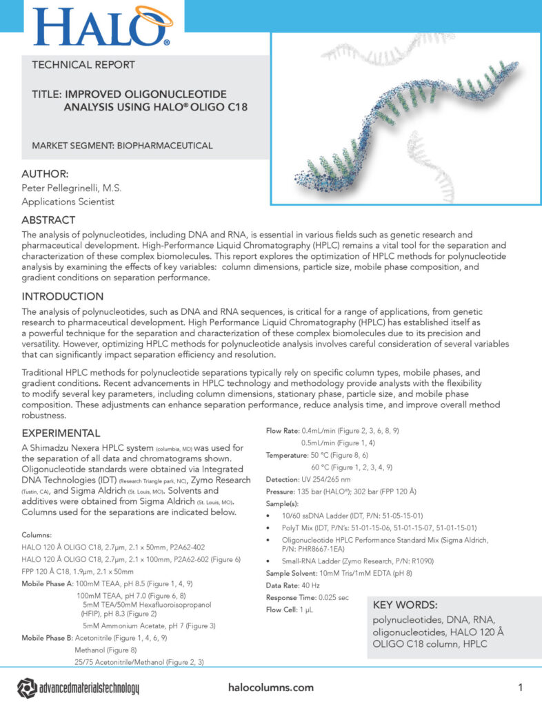Improved Oligonucleotide Analysis Using HALO® OLIGO C18