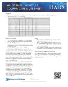 Small Molecule Column Care and Use_Rev_1 Small Molecule Column Care and Use